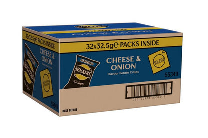 Walkers Cheese & Onion Crisps 32.5g - Box of 32