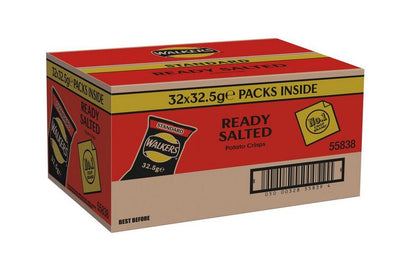 Walkers Ready Salted Crisps 32.5g - Box of 32