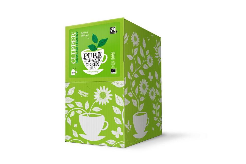 Clipper Organic Fairtrade Pure Green Tea Individually Wrapped Envelope Tea Bags – 250 Pack