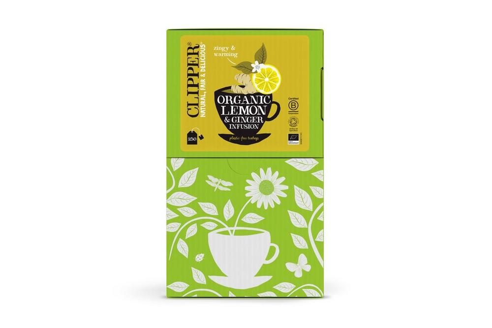 Clipper Organic Lemon & Ginger Individually Wrapped Envelope Tea Bags – 250 Pack