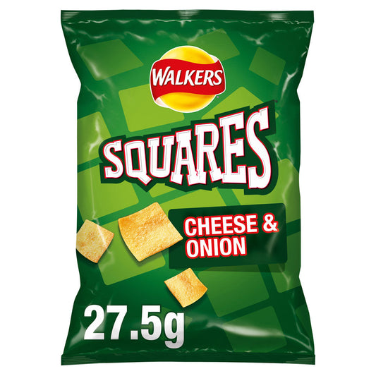 Walkers Squares Cheese & Onion Crisps 27.5g - (Box of 32)