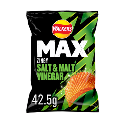 Walkers Max Zingy Salt & Malt Vinegar Crisps 42.5g - (Box of 24)