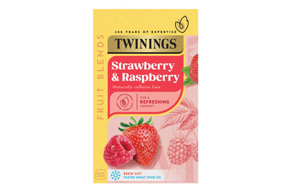 Twinings Strawberry & Raspberry Individually Wrapped Envelope Tea Bags – 20 Pack