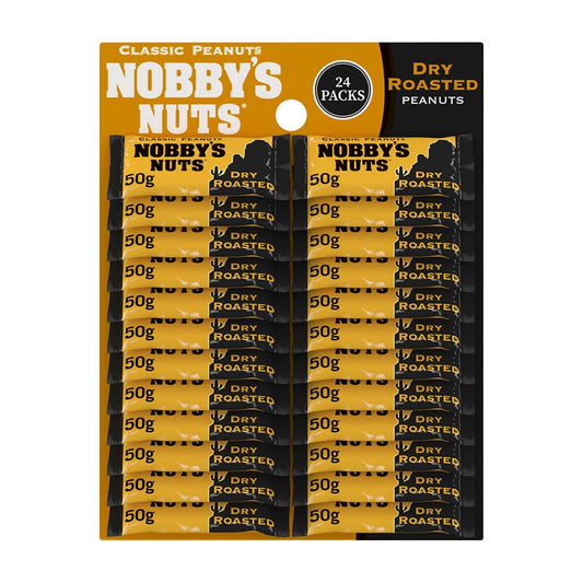 Nobby's Nuts Dry Roasted Peanuts Pub Card Snacks - 50g (Pack of 24)