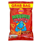 Walkers Monster Munch Sweet & Spicy Snacks Crisps Grab Bag 40g - (Box of 35)