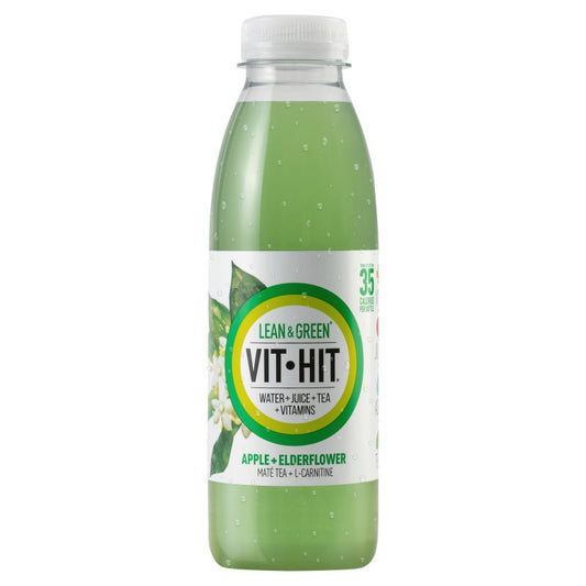 Vit-Hit Lean & Green: Apple+Elderflower - 500ml (Pack of 12)
