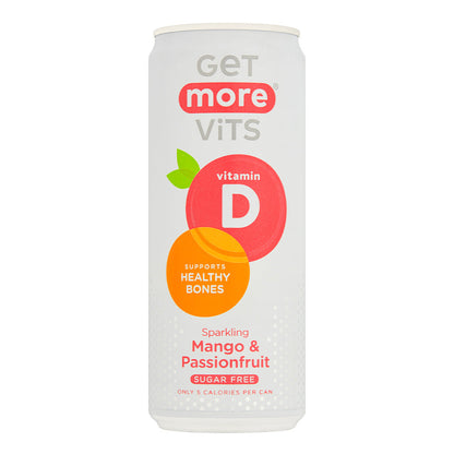 Get More Vits - Vitamin D Sparkling Mango & Passionfruit 330ml Can (12 Pack)