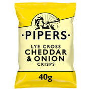 Pipers Lye Cross Cheddar & Onion Crisps 40g - (Box of 24)