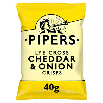 Pipers Lye Cross Cheddar & Onion Crisps 40g (Box of 24)