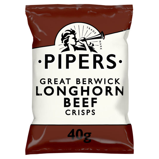 Pipers Great Berwick Longhorn Beef Crisps 40g - (Box of 24)