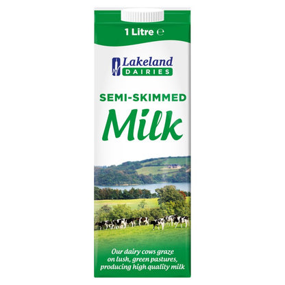 Lakeland Semi-Skimmed Long Life Milk – 1 Litre – Pack of 12