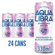 Aqua Libra Raspberry & Blackcurrant Sparkling Water Can 330ml (24 Pack)