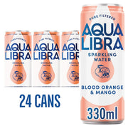 Aqua Libra Blood Orange & Mango Sparkling Water Can 330ml (24 Pack)