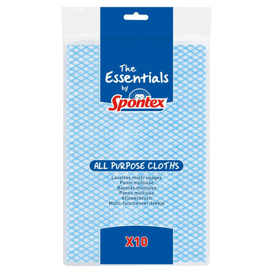 Spontex Essentials All Purpose Cleaning Cloths - Pack of 10