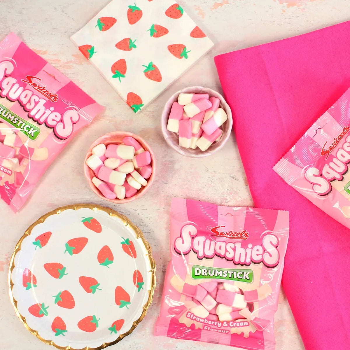 Swizzels Squashies Strawberries & Cream - 120g (Pack of 12)