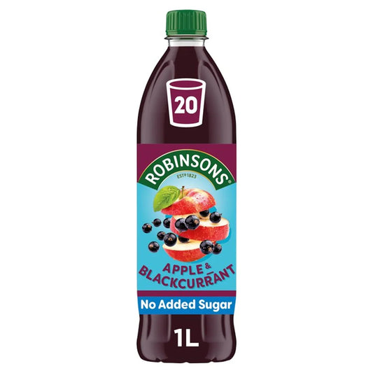 Robinsons Apple & Blackcurrant Single Strength Squash  - No Added Sugar | 1 Litre