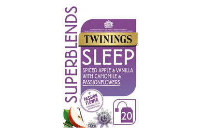 Twinings Tea: Superblends Sleep Spiced Apple & Vanilla with Camomile and Passionflowers - Individually Wrapped Envelope Tea Bags - (Box of 20)