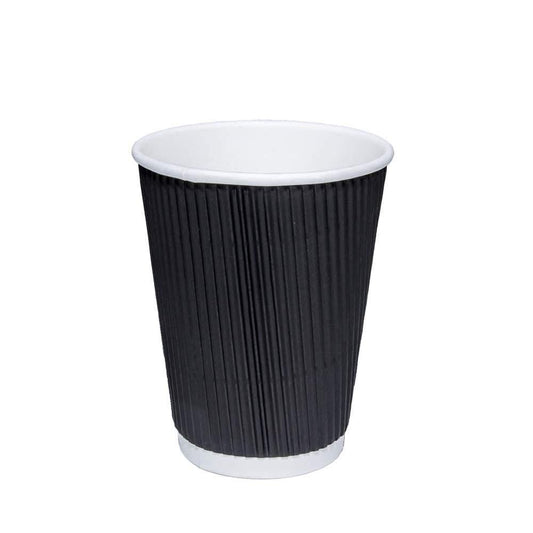 8oz Black Ripple Takeaway Coffee Cups - Case of 500 - Vending Superstore