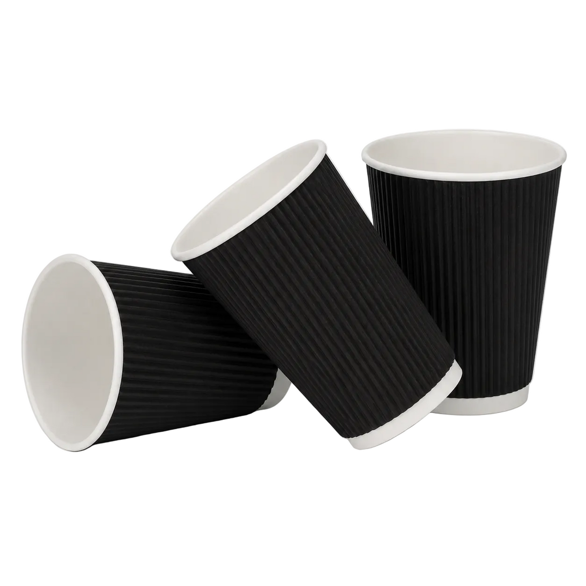 12oz Black Ripple Takeaway Coffee Cups - Case of 500