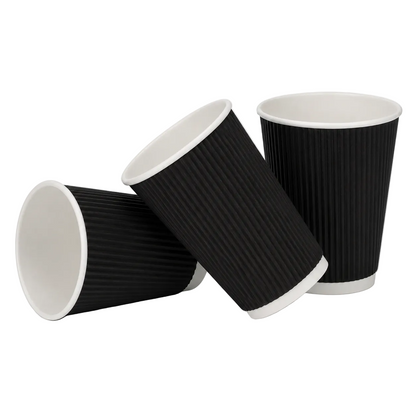 12oz Black Ripple Takeaway Coffee Cups - Case of 500