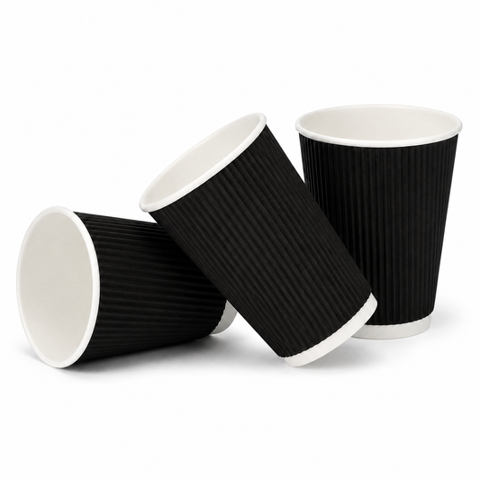 12oz Black Ripple Takeaway Coffee Cups - Case of 500