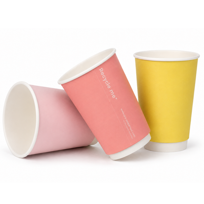 12oz Confetti Mixed Colour Double Wall Hot Cups - Case of 500