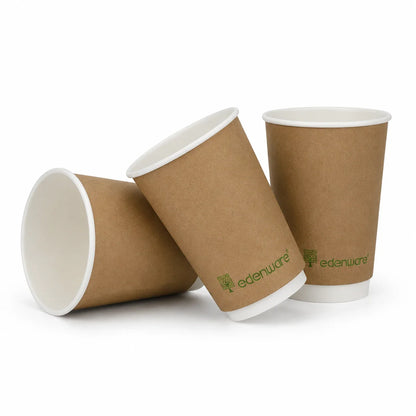 Edenware 12oz Compostable Double Wall Coffee Cups - Case of 500