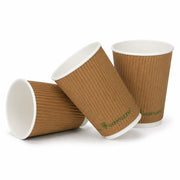 12oz Edenware Compostable Ripple Takeaway Coffee Cups - Case of 500
