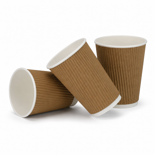 12oz Kraft Brown Ripple Takeaway Coffee Cups - Sleeve of 25