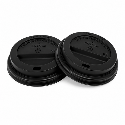 12oz / 16oz Black Sip Through Coffee Cup Lids - Pack of 100