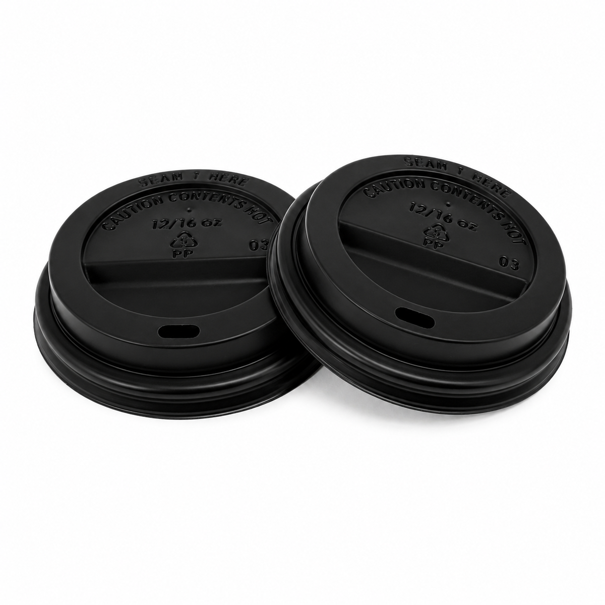 12oz / 16oz Black Sip Through Coffee Cup Lids - Pack of 1000
