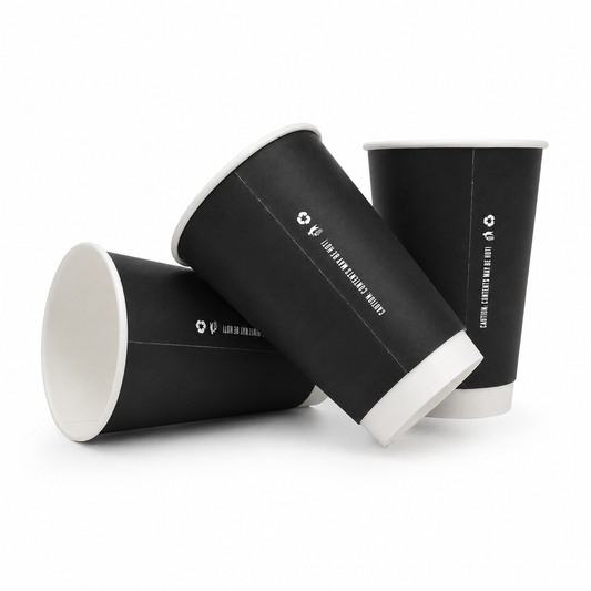 12oz Black Matt Double Wall Hot Cups - Case of 500