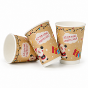 12oz Christmas Double Wall Aqueous Lined Compostable Coffee Cups - Case of 500