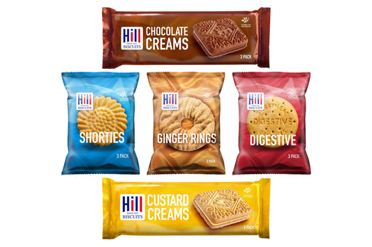 Hill Biscuits Mini Pack Selection - 5 Varieties 3 Biscuits Per Pack (Box of 100)