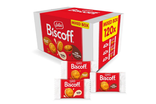 Lotus Biscoff Sandwich Biscuits - 3 Varieties Individually Wrapped (Box of 120)
