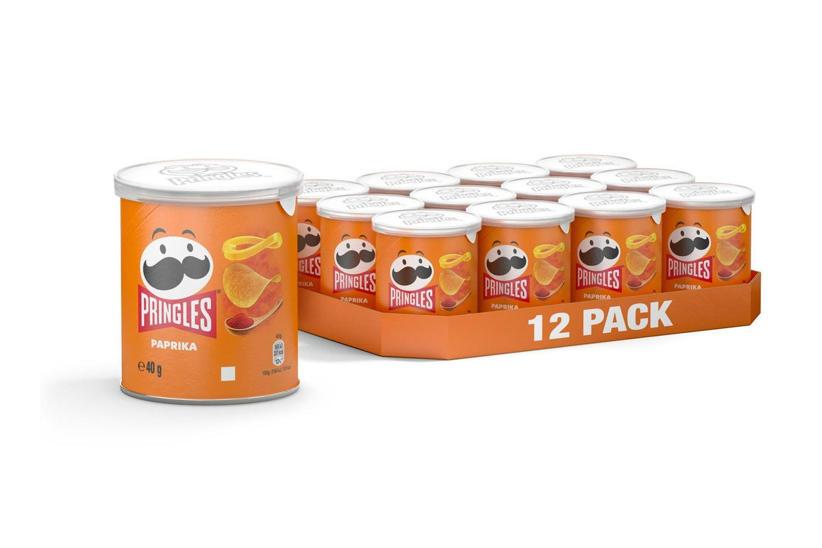 Pringles Paprika Potato Crisps 40g - Box of 12