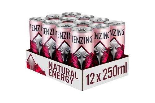 Tenzing Natural Raspberry & Yuzu Natural Energy Drink 12x250ml Cans - Vending Superstore