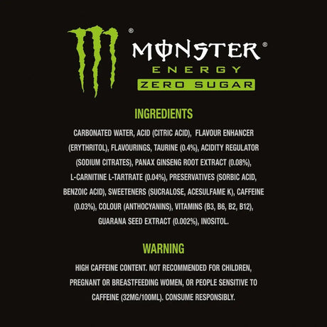 Monster Green Energy ZERO 12x500ml - Vending Superstore