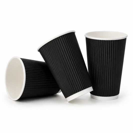 16oz Black Ripple Takeaway Coffee Cups - Case of 500