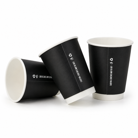 8oz Black Matt Double Wall Hot Cups - Case of 500