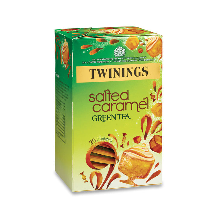 Twinings Green Tea Salted Caramel Individually Wrapped Envelope Tea Bags – 20 Pack