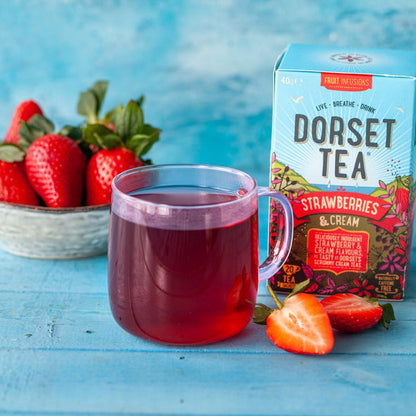 Dorset Tea Strawberries & Cream Individually Wrapped Envelope Tea Bags – 20 Pack
