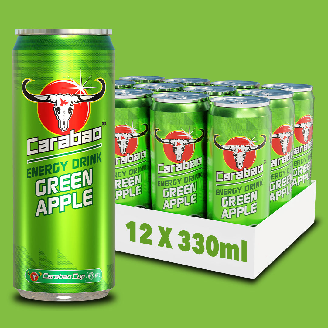 Carabao Energy Drink Green Apple - 330ml Slimline Can (Case of 12)