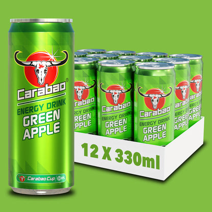 Carabao Energy Drink Green Apple - 330ml Slimline Can (Case of 12)