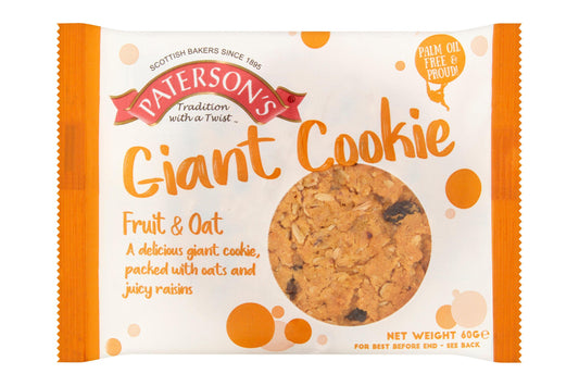 Patersons Giant Fruit & Oat Cookies - Individually Wrapped 60g (Box of 18)