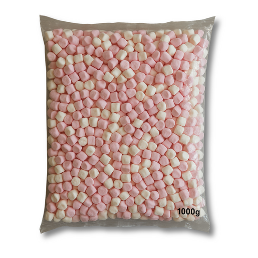 Mini Pink & White Marshmallows – 1kg Bulk Bag