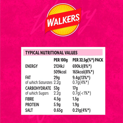 Walkers Prawn Cocktail Crisps 32.5g - Box of 32