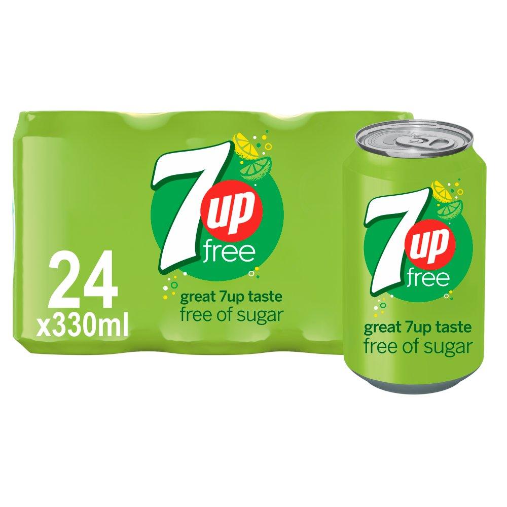 7UP Sugar Free: Soft Drink Cans - 24 x 330ml - Vending Superstore