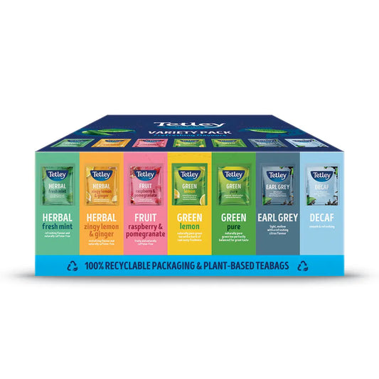 Tetley Variety Pack 7 Flavours - Individually Wrapped Envelope Tea Bags – 90 Pack