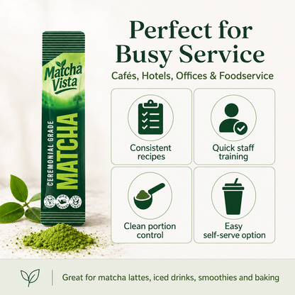 Matcha Vista Ceremonial Grade Matcha Powder 2g Sachet Portions - Pack of 100